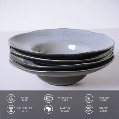 Porto Brasil Deep Rim Plate Set Of 4 In Gray