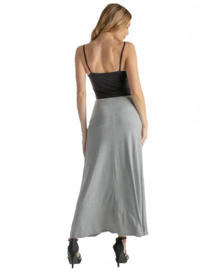 24seven Comfort Apparel Petites Elastic Waist Solid Color Maxi Skirt In Gray