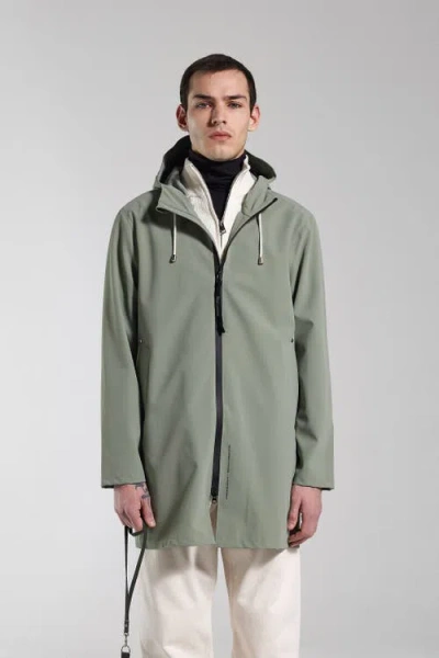 Stutterheim Stockholm Lightweight Zip Matte Raincoat In Green