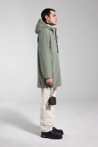 Stutterheim Stockholm Lightweight Zip Matte Raincoat In Green