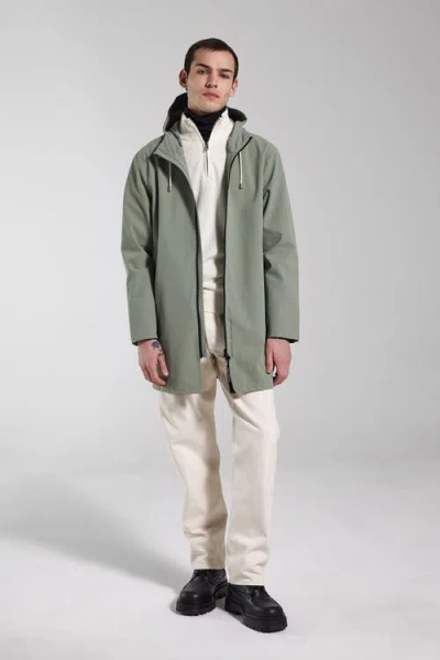 Stutterheim Stockholm Lightweight Zip Matte Raincoat In Green