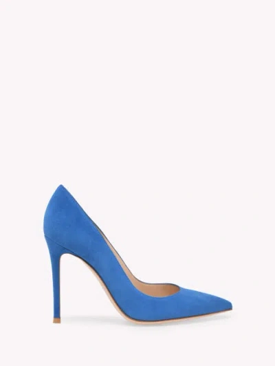Gianvito Rossi 105mm Suede Pointed-toe Pumps In Blue