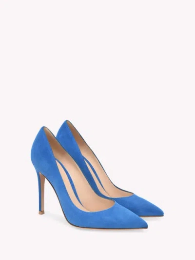 Gianvito Rossi 105mm Suede Pointed-toe Pumps In Blue