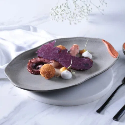 Porto Brasil Medium Shallow 11" Oval Platters, Set Of 4 In Gray