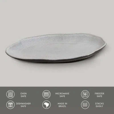 Porto Brasil Medium Shallow 11" Oval Platters, Set Of 4 In Gray