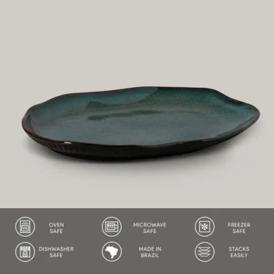 Porto Brasil Shallow Bio Oval Platter Medium Set Of 4 In Green