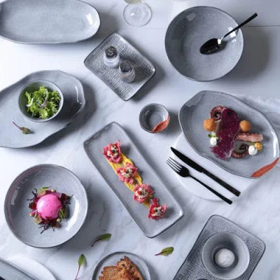 Porto Brasil 12.99" Stoneware Medium Rectangular Platters, Set Of 4 In Gray