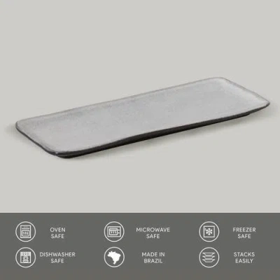 Porto Brasil 12.99" Stoneware Medium Rectangular Platters, Set Of 4 In Gray