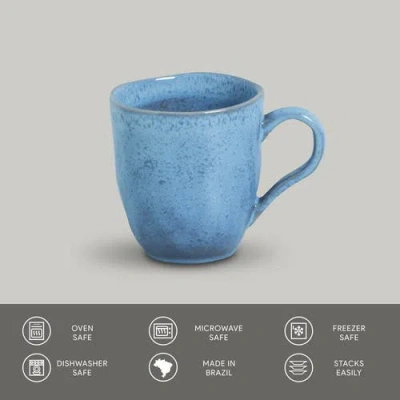 Porto Brasil Stoneware Coffee Mugs, Set Of 4 In Blue