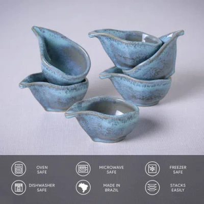 Porto Brasil Stoneware Teardrops, Set Of 6 In Blue