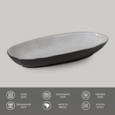 Porto Brasil Deep Oval Platter Set Of 4 In Gray