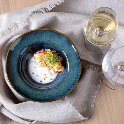 Porto Brasil Dessert/deep Rim Plate Set Of 4 In Green