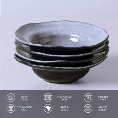 Porto Brasil Dessert/deep Rim Plate Set Of 4 In Gray