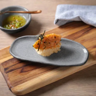 Porto Brasil Stoneware Shallow Oval Platters, Set Of 4 In Gray