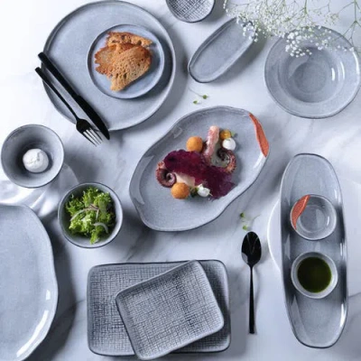 Porto Brasil Stoneware Shallow Oval Platters, Set Of 4 In Gray