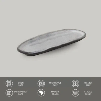 Porto Brasil Stoneware Shallow Oval Platters, Set Of 4 In Gray