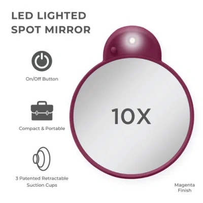 Zadro Lighted Compact Mirror With 10x Magnification & Retractable Suction Cups In Burgundy