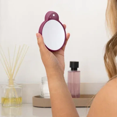 Zadro Lighted Compact Mirror With 10x Magnification & Retractable Suction Cups In Burgundy