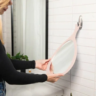 Zadro Xl Teardrop Handheld Mirror With Handle In Pink