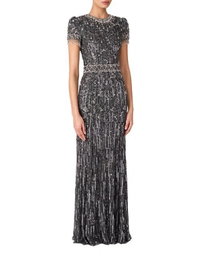 Jenny Packham Roxy Maxi Dress In Gray