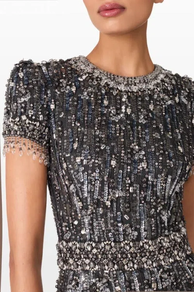 Jenny Packham Roxy Maxi Dress In Gray