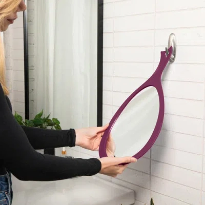 Zadro Xl Teardrop Handheld Mirror With Handle In Purple