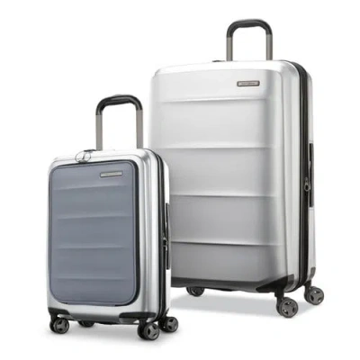 Samsonite Octiv 2-piece Set (pro Front Pocket 20/28) Hardside Spinner In Silver