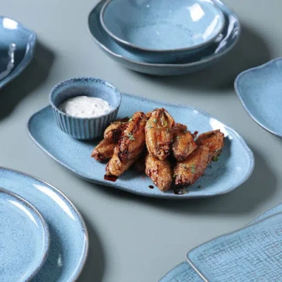 Porto Brasil Shallow Bio Oval Platter Medium Set Of 4 In Blue