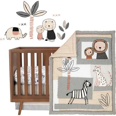 Lambs & Ivy Patchwork Jungle Animals 4-piece Nursery Baby Crib Bedding Set In Multi