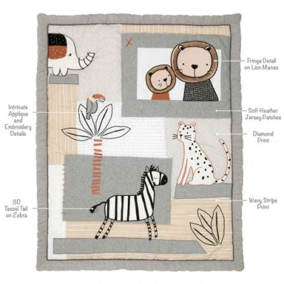 Lambs & Ivy Patchwork Jungle Animals 4-piece Nursery Baby Crib Bedding Set In Multi