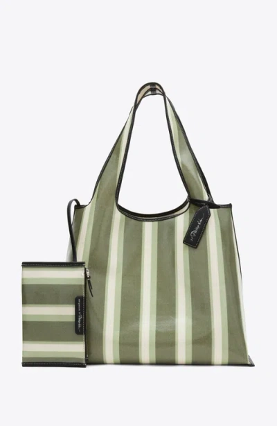 3.1 Phillip Lim Dual Stripe Mini Market Tote In Green