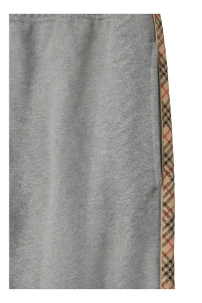 Burberry Cotton Check-stripe Slim Sweatpants In Gray