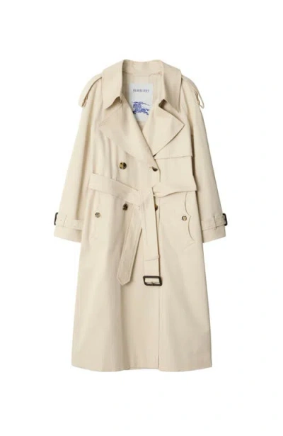 Burberry Light Beige Cotton Fitzrovia Trench Coat Women In Neutral