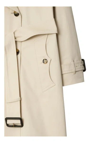 Burberry Light Beige Cotton Fitzrovia Trench Coat Women In Neutral