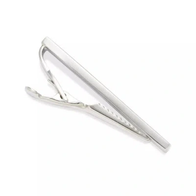 Link Up Abalone Strip Silver Tone Short Tie Bar In Black