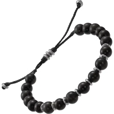 Link Up Gemstone Bead Bracelet With Alternating Accent Beads In Black
