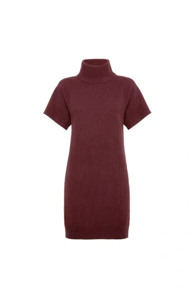 Brunello Cucinelli Bordeaux Fleece Wool Casual Dress In Burgundy