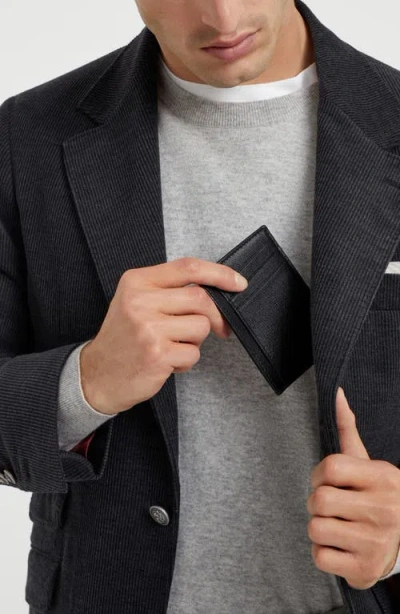 Brunello Cucinelli Calfskin Capretta Card Holder In Black