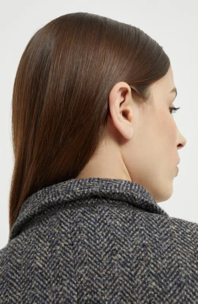 Brunello Cucinelli Belted Waist Suit Jacket In Gray