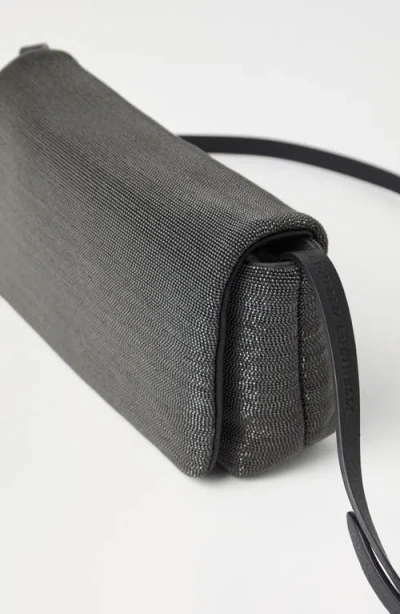 Brunello Cucinelli Monili Convertible Flap Leather Clutch Bag In Black