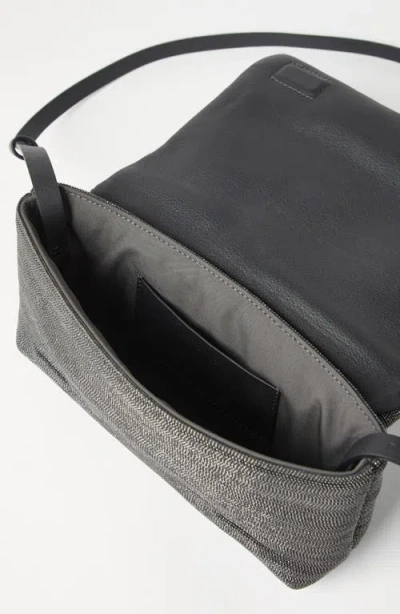 Brunello Cucinelli Monili Convertible Flap Leather Clutch Bag In Black