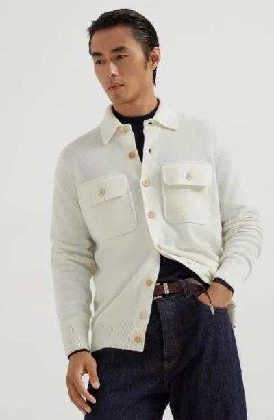 Brunello Cucinelli Cashmere Cardigan In White