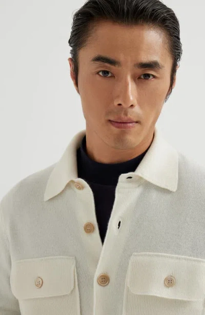 Brunello Cucinelli Cashmere Cardigan In White