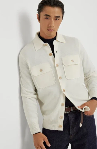 Brunello Cucinelli Cashmere Cardigan In White