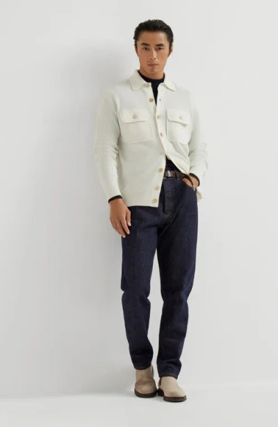 Brunello Cucinelli Cashmere Cardigan In White