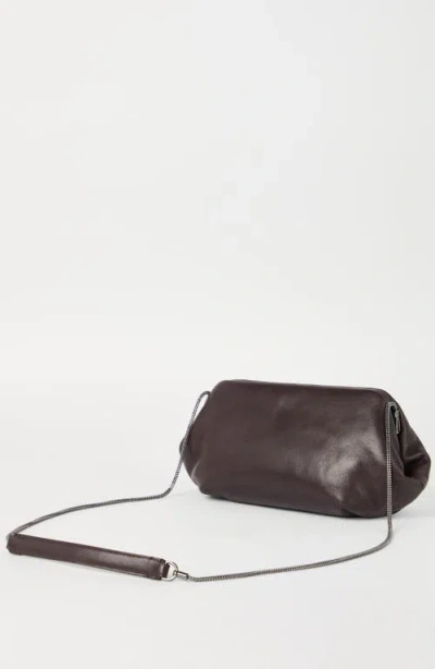 Brunello Cucinelli Glossy Nappa Leather Eclipse Pouch Bag In Brown