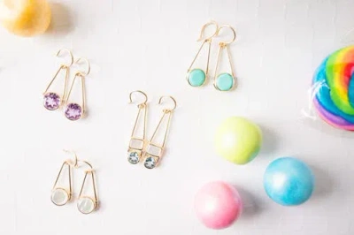 Elliot Young "candy Rush" Double Gemstone Linear Earring In Blue