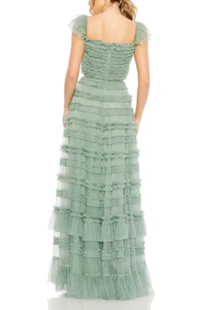 Mac Duggal 8052 Formal Long A Line Evening Tiered Dress In Green
