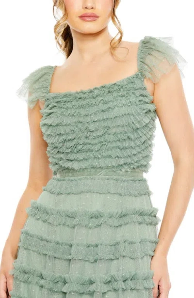 Mac Duggal 8052 Formal Long A Line Evening Tiered Dress In Green