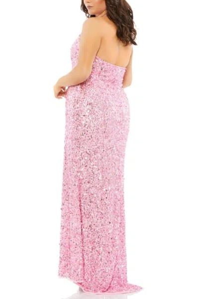 Mac Duggal 5314 Fabulouss Long Plus Size Halter Prom Dress In Pink